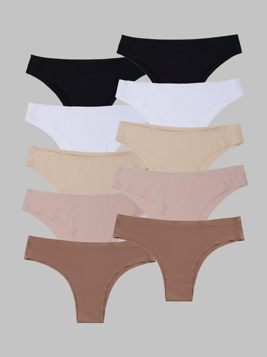 Kit com 10 Calcinhas Biquíni Sem Costura Segunda Pele (2 Preto, 2 Branco, 2 Bege, 2 Rose e 2 Marrom Cacau) - R$18,99 cada