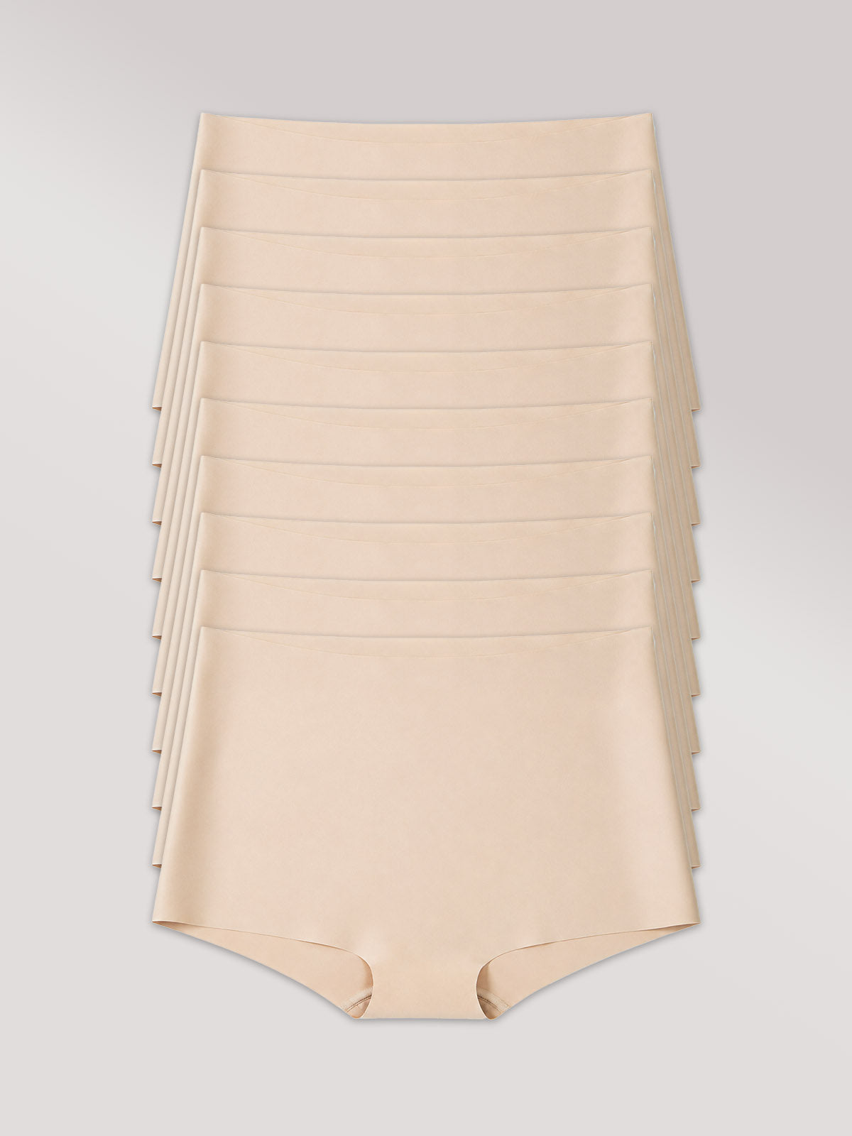 Kit com 10 Calcinhas Boxer Boyshort Invisível Sem Costura Bege