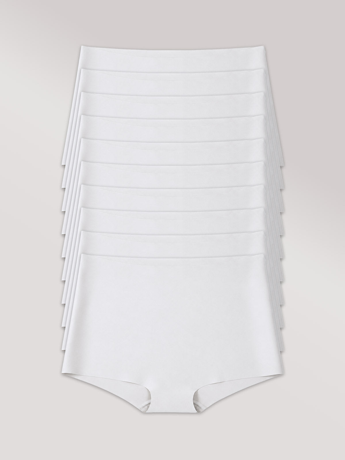 Kit com 10 Calcinhas Boxer Boyshort Invisível Sem Costura Branco