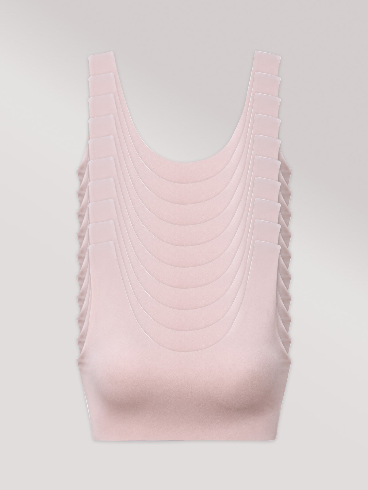 Kit com 10 Sutiãs Regata Básico Alças Largas Sem Costura Rose
