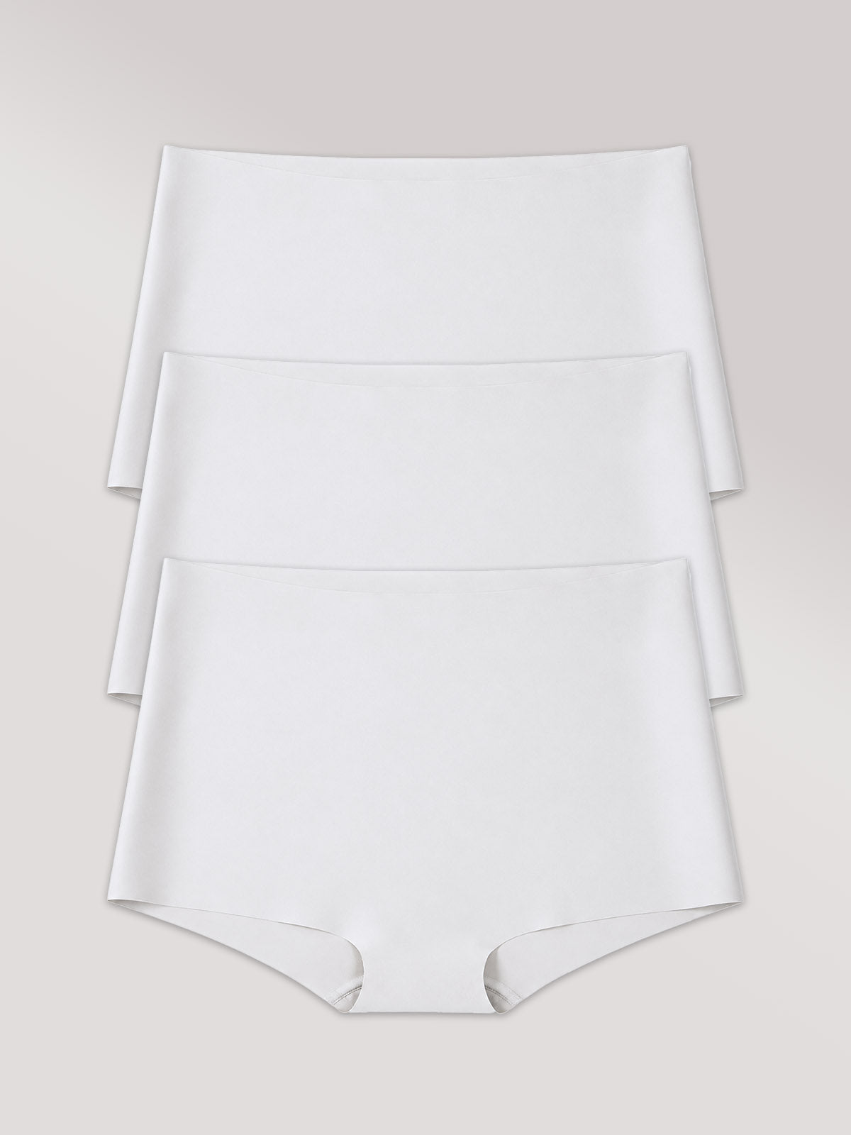 Kit com 3 Calcinhas Boxer Boyshort Invisível Sem Costura Branco