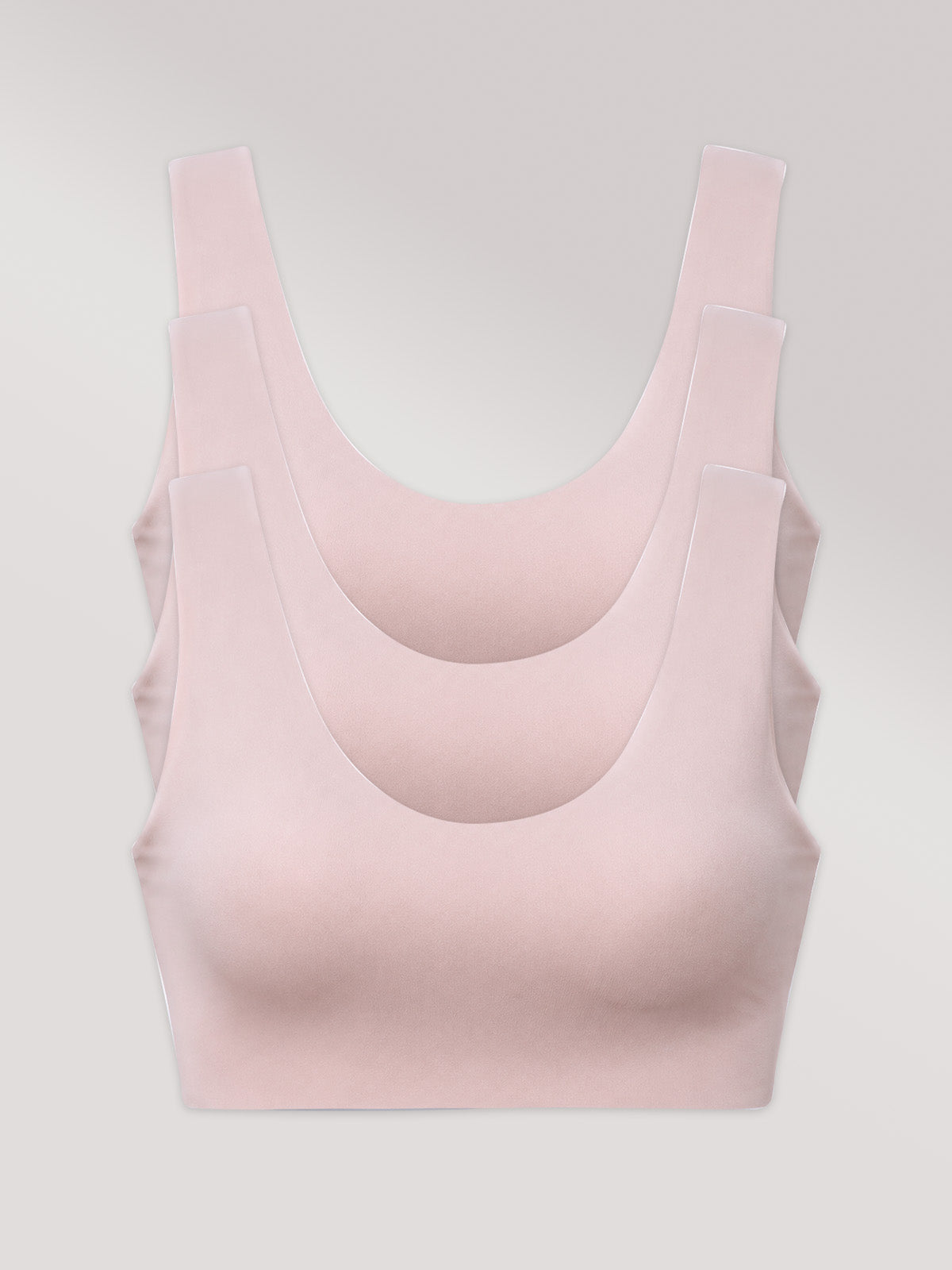 Kit com 3 Sutiãs Regata Básico Alças Largas Sem Costura Rose