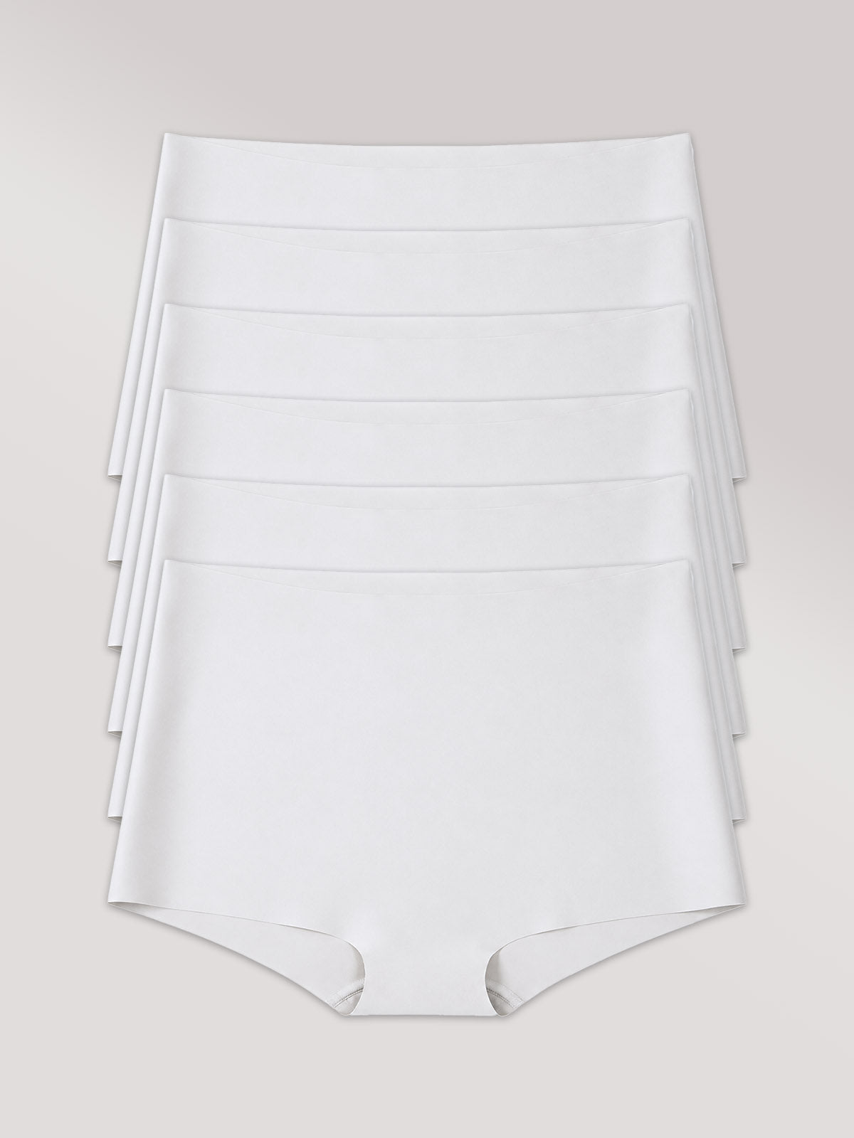 Kit com 6 Calcinhas Boxer Boyshort Invisível Sem Costura Branco
