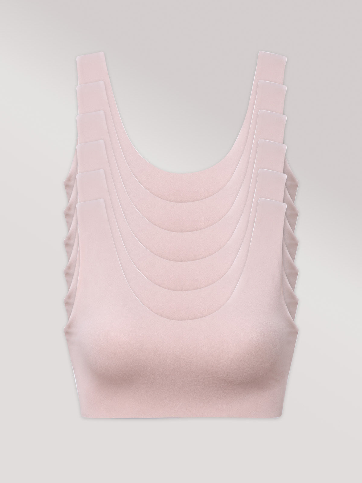 Kit com 6 Sutiãs Regata Básico Alças Largas Sem Costura Rose