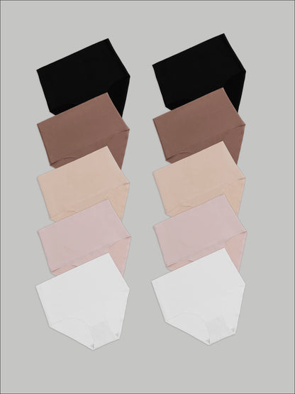 Kit com 10 Calcinhas Caleçon Modeladora Sem Costura Segunda Pele (2 Preto, 2 Branco, 2 Bege, 2 Rose e 2 Marrom Cacau) - R$90,90 cada