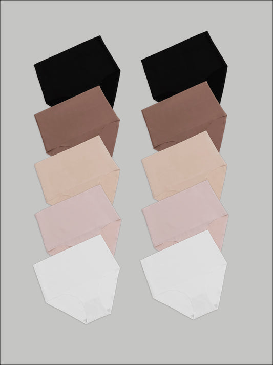 Kit com 10 Calcinhas Caleçon Modeladora Sem Costura Segunda Pele (2 Preto, 2 Branco, 2 Bege, 2 Rose e 2 Marrom Cacau) - R$90,90 cada