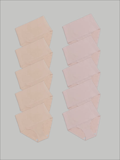 Kit com 10 Calcinhas Caleçon Modeladora Sem Costura Segunda Pele (5 Bege e 5 Rose) - R$90,90 cada