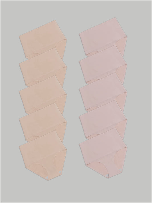 Kit com 10 Calcinhas Caleçon Modeladora Sem Costura Segunda Pele (5 Bege e 5 Rose) - R$90,90 cada