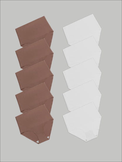 Kit com 10 Calcinhas Caleçon Modeladora Sem Costura Segunda Pele (5 Marrom Cacau e 5 Branco) - R$90,90 cada