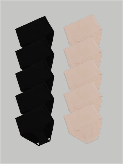 Kit com 10 Calcinhas Caleçon Modeladora Sem Costura Segunda Pele (5 Preto e 5 Bege) - R$90,90 cada