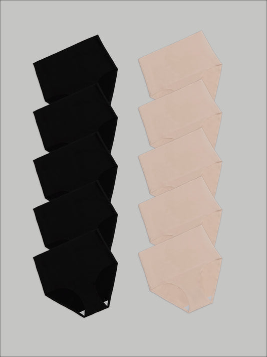 Kit com 10 Calcinhas Caleçon Modeladora Sem Costura Segunda Pele (5 Preto e 5 Bege) - R$90,90 cada