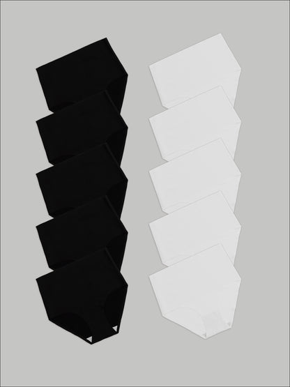 Kit com 10 Calcinhas Caleçon Modeladora Sem Costura Segunda Pele (5 Preto e 5 Branco) - R$90,90 cada
