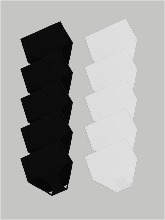 Kit com 10 Calcinhas Caleçon Modeladora Sem Costura Segunda Pele (5 Preto e 5 Branco) - R$90,90 cada