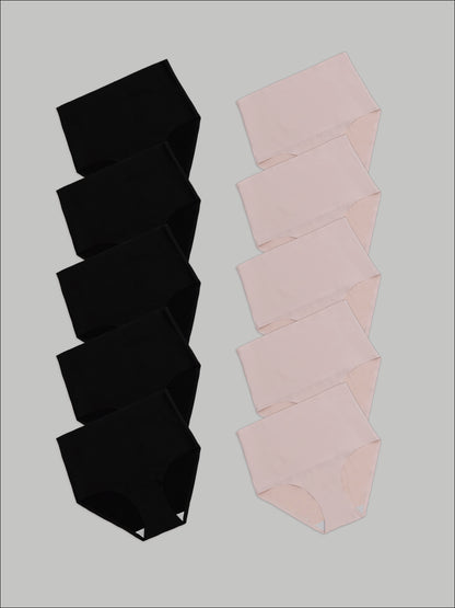 Kit com 10 Calcinhas Caleçon Modeladora Sem Costura Segunda Pele (5 Preto e 5 Rose) - R$90,90 cada