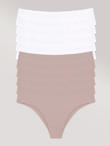 Kit com 10 Calcinhas Biquíni Sem Costura Segunda Pele (5 Branco e 5 Rose) - R$20,99 cada