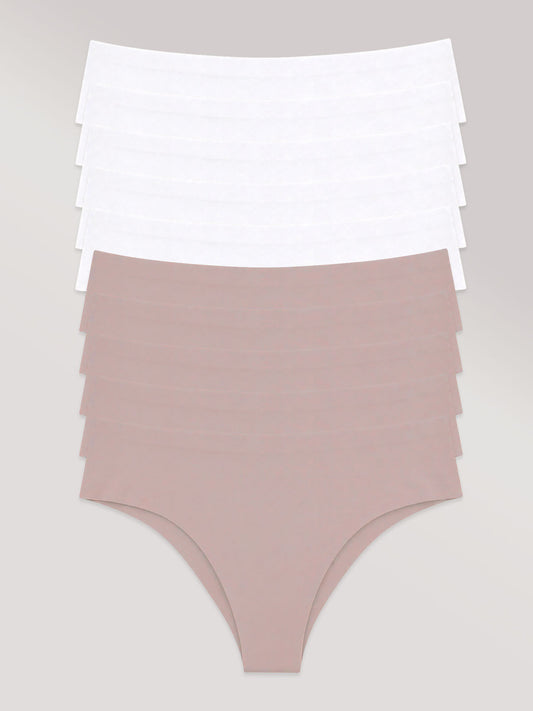 Kit com 10 Calcinhas Biquíni Sem Costura Segunda Pele (5 Branco e 5 Rose) - R$20,99 cada
