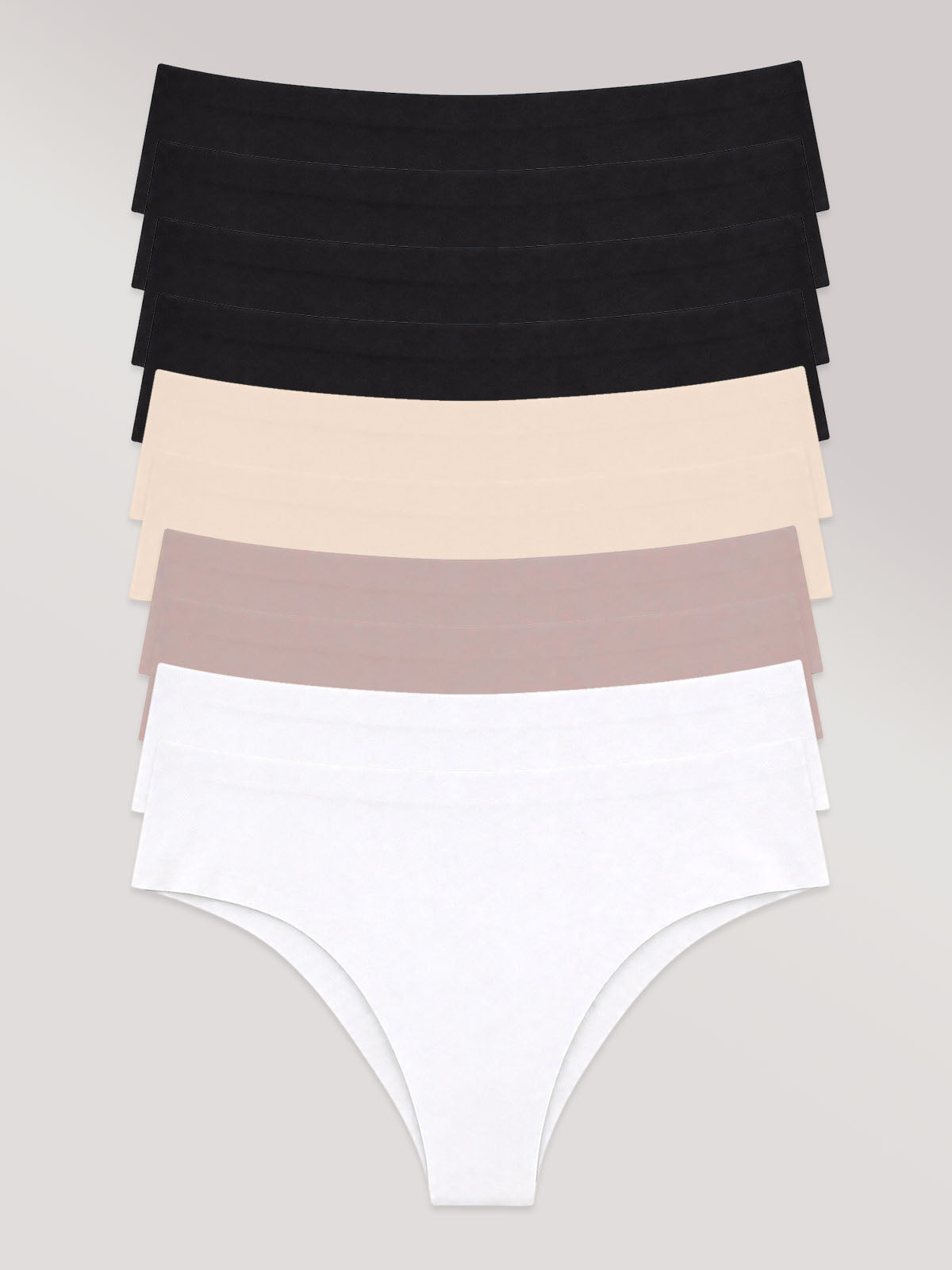 Kit com 10 Calcinhas Biquíni Sem Costura Segunda Pele (4 Preto, 2 Bege, 2 Rose e 2 Branco) - R$20,99 cada