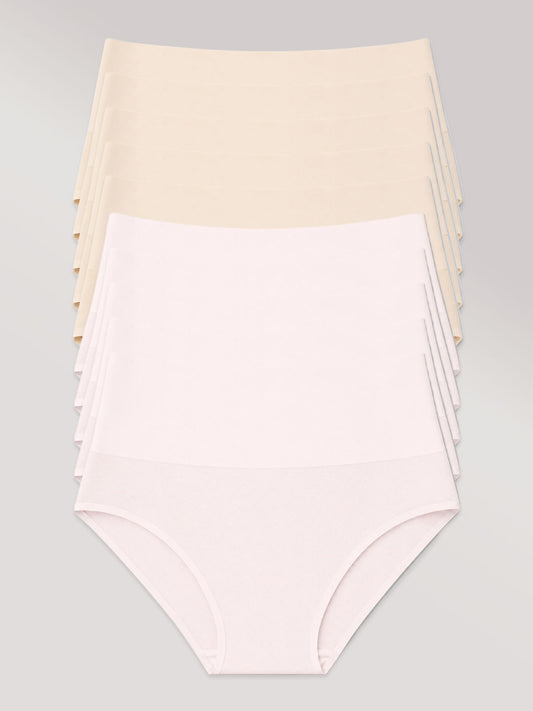 Kit com 10 Calcinhas Biquíni Redutora Sem Costura Segunda Pele (5 Bege e 5 Rose)