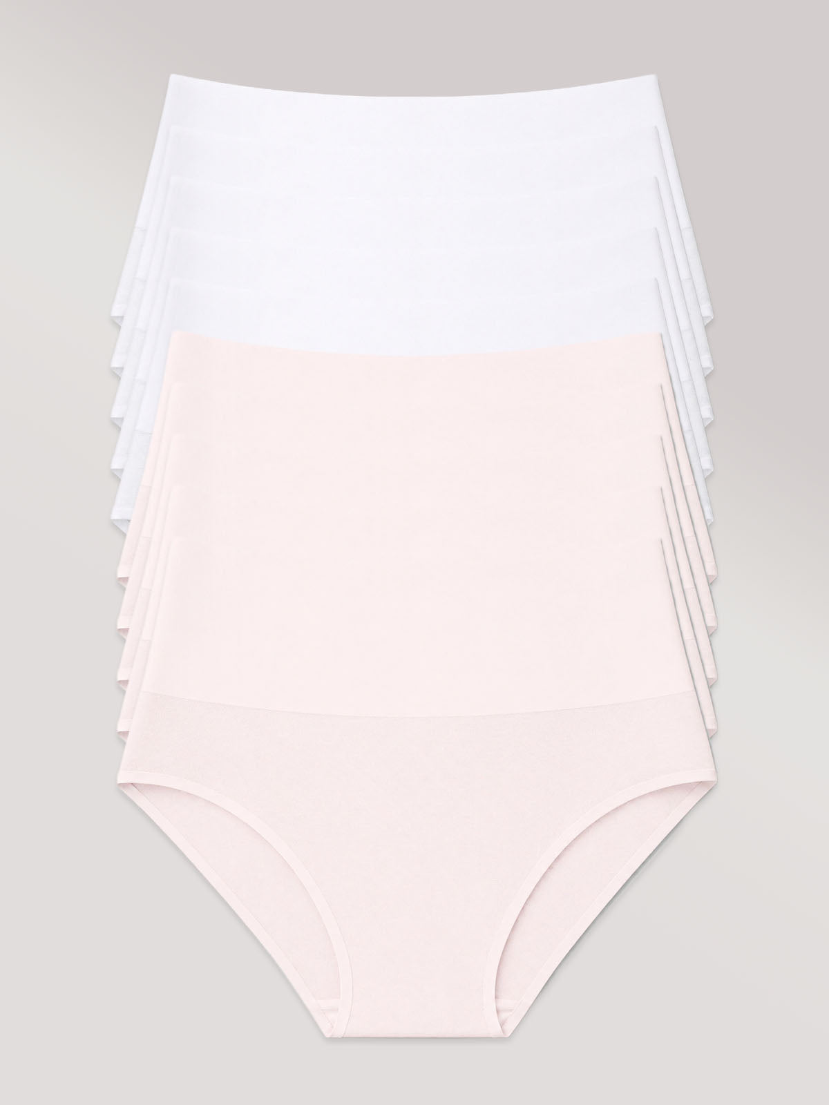 Kit com 10 Calcinhas Biquíni Redutora Sem Costura Segunda Pele (5 Branco e 5 Rose)