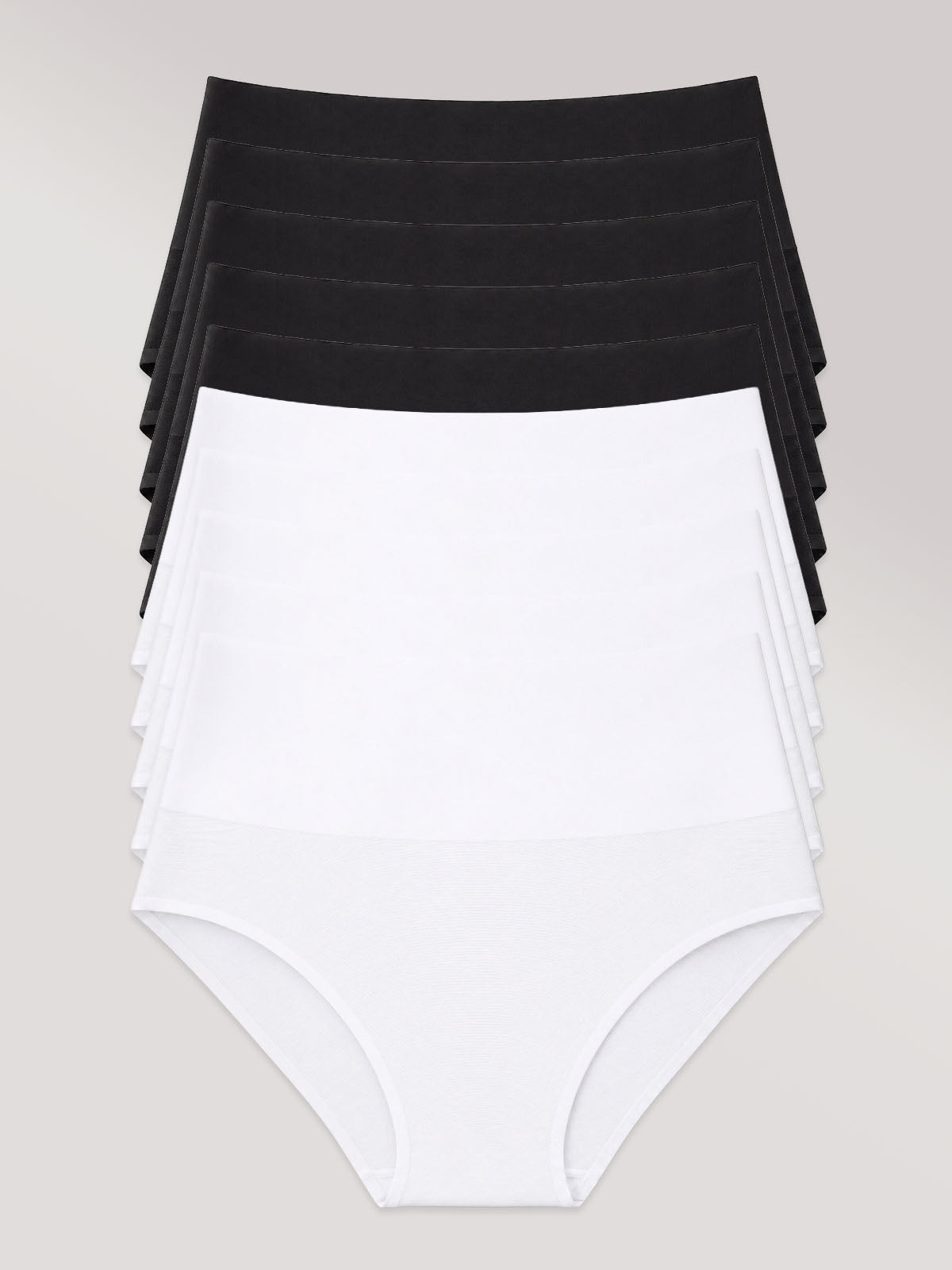 Kit com 10 Calcinhas Biquíni Redutora Sem Costura Segunda Pele (5 Branco e 5 Preto)