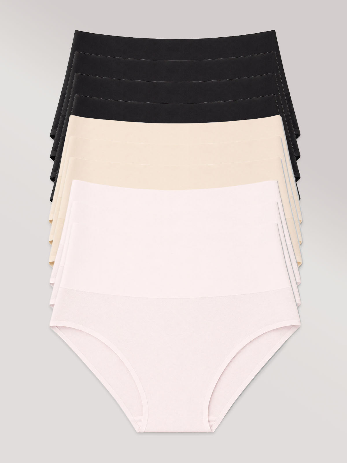 Kit com 10 Calcinhas Biquíni Redutora Sem Costura Segunda Pele (4 Preto, 3 Bege e 3 Rose)