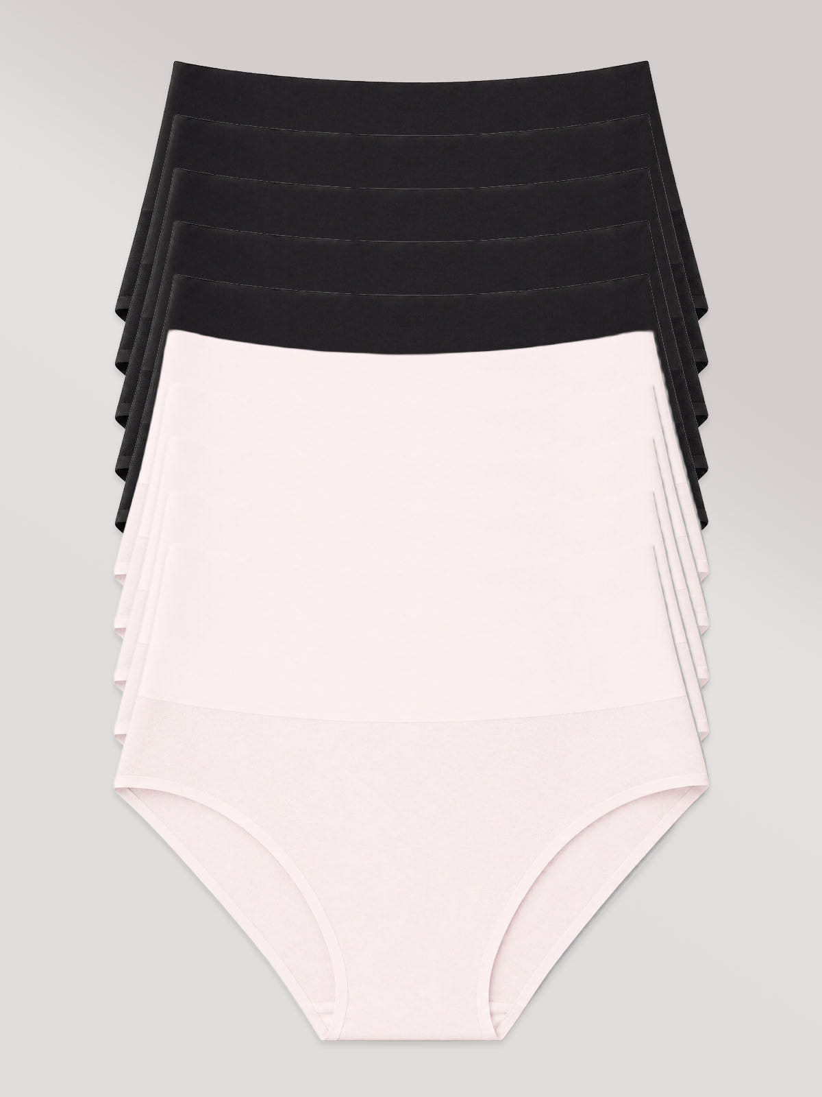 Kit com 10 Calcinhas Biquíni Redutora Sem Costura Segunda Pele (5 Preto e 5 Rose)