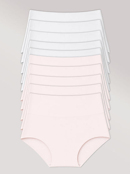 Kit com 10 Calcinhas Caleçon Redutora Sem Costura Segunda Pele (5 Branco e 5 Rose) - R$39,99 cada