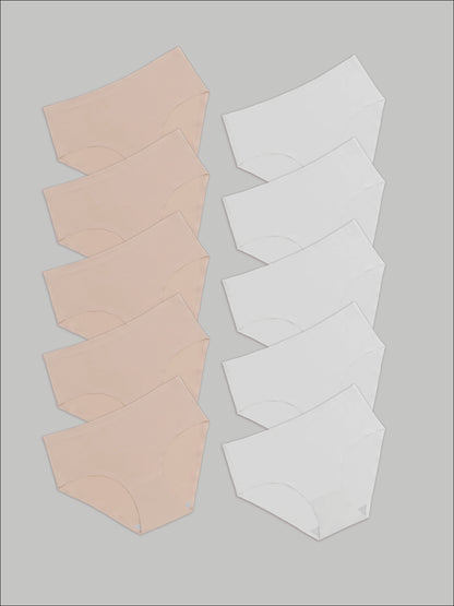 Kit com 10 Calcinhas Caleçon Redutora Sem Costura Segunda Pele (5 Branco e 5 Bege) - R$55,90 cada