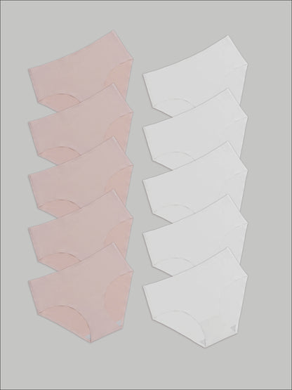 Kit com 10 Calcinhas Caleçon Redutora Sem Costura Segunda Pele (5 Branco e 5 Rose) - R$55,90 cada