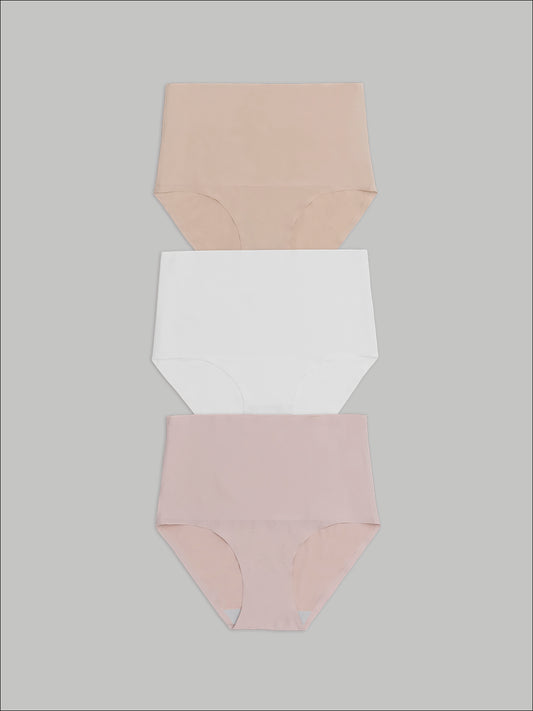 Kit com 3 Calcinhas Caleçon Modeladora Sem Costura Segunda Pele (1 Branco, 1 Bege e 1 Rose) - R$116,90 cada