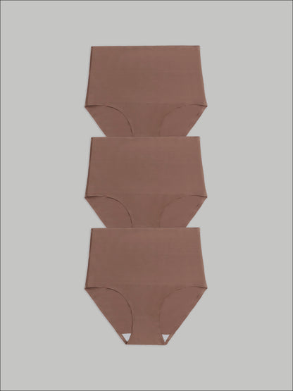 Kit com 3 Calcinha Caleçon Modeladora Sem Costura Segunda Pele Marrom Cacau - R$116,90 cada