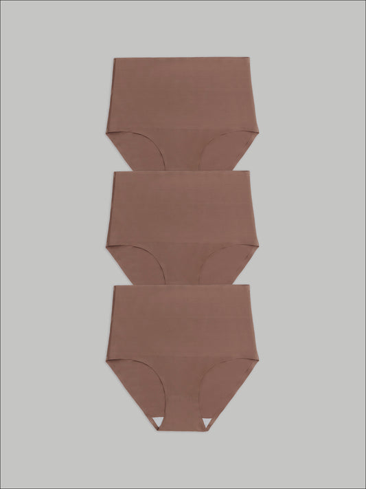 Kit com 3 Calcinha Caleçon Modeladora Sem Costura Segunda Pele Marrom Cacau - R$116,90 cada