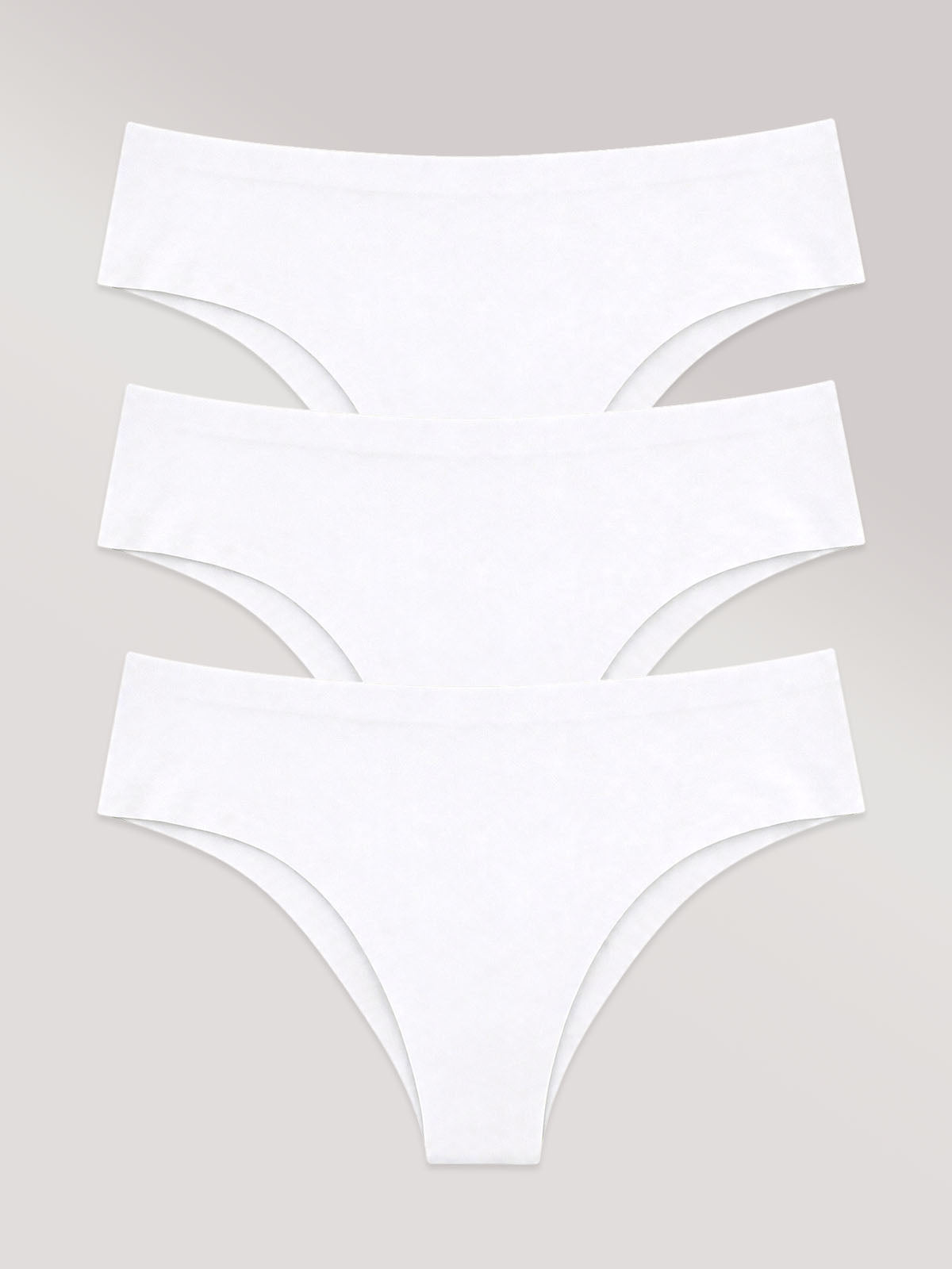 Kit com 3 Calcinhas Biquíni Sem Costura Segunda Pele Branco - R$26,96 cada