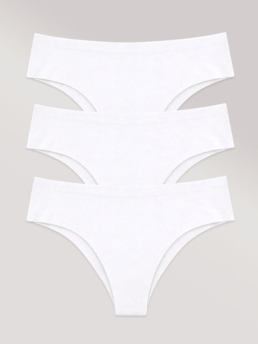 Kit com 3 Calcinhas Biquíni Sem Costura Segunda Pele Branco - R$26,96 cada