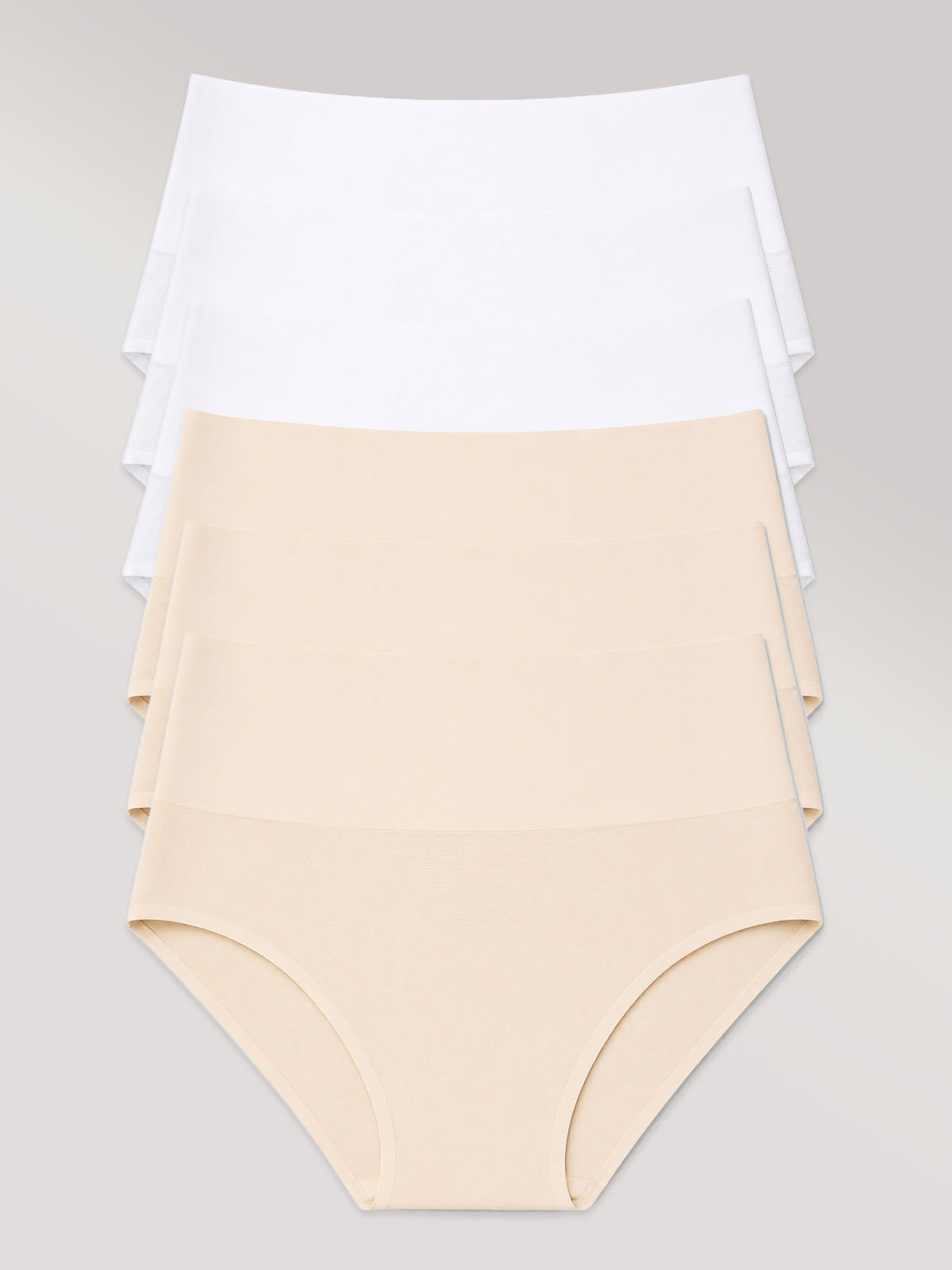 Kit com 6 Calcinhas Biquíni Redutora Sem Costura Segunda Pele (3 Branco e 3 Bege)