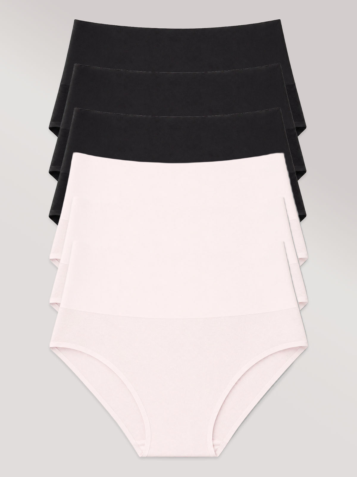Kit com 6 Calcinhas Biquíni Redutora Sem Costura Segunda Pele (3 Preto e 3 Rose)
