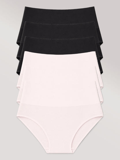 Kit com 6 Calcinhas Biquíni Redutora Sem Costura Segunda Pele (3 Preto e 3 Rose)