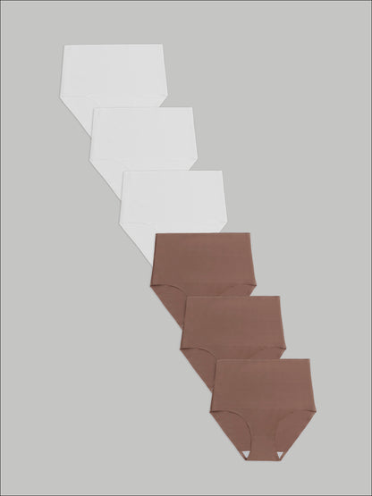 Kit com 6 Calcinhas Caleçon Modeladora Sem Costura Segunda Pele  (3 Marrom Cacau e 3 Branco) - R$103,90 cada