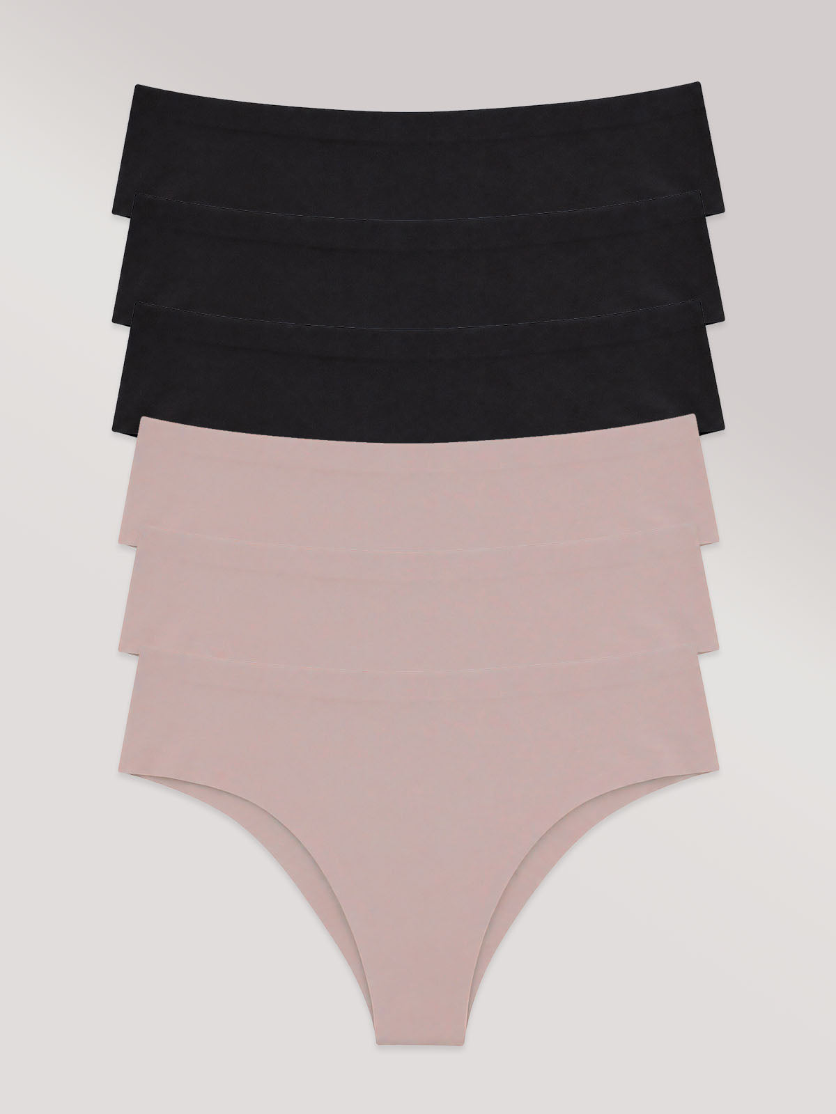 Kit com 6 Calcinhas Biquíni Sem Costura Segunda Pele (3 Preto e 3 Rose) - R$23,98 cada