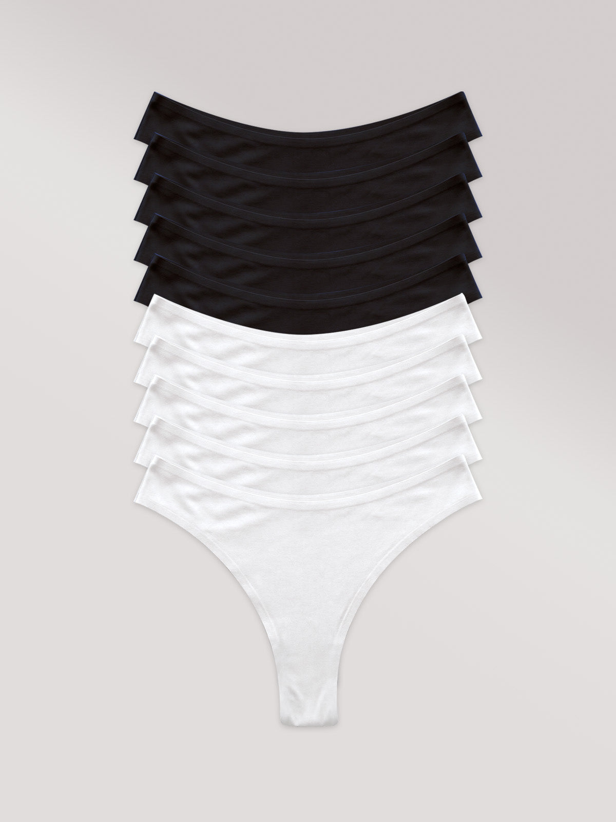 Kit com 10 Calcinhas Asa Delta Invisível Sem Costura (5 Preto e 5 Branco)