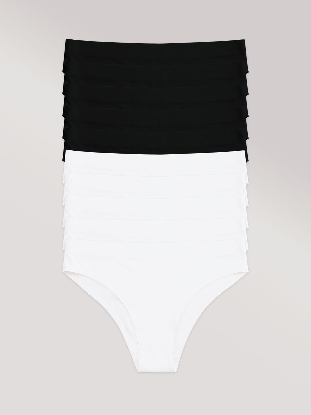 Kit com 10 Calcinhas Biquíni Algodão Premium Sem Costura (5 Preto e 5 Branco)