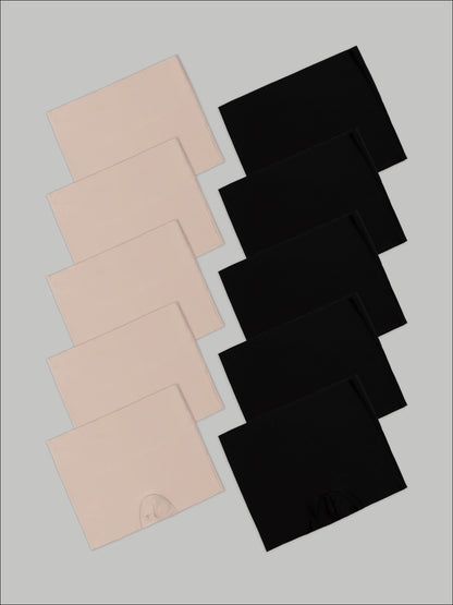 Kit com 10 Calcinhas Boxer Redutora Sem Costura Segunda Pele (5 Preto e 5 Bege) - R$62,90 Cada