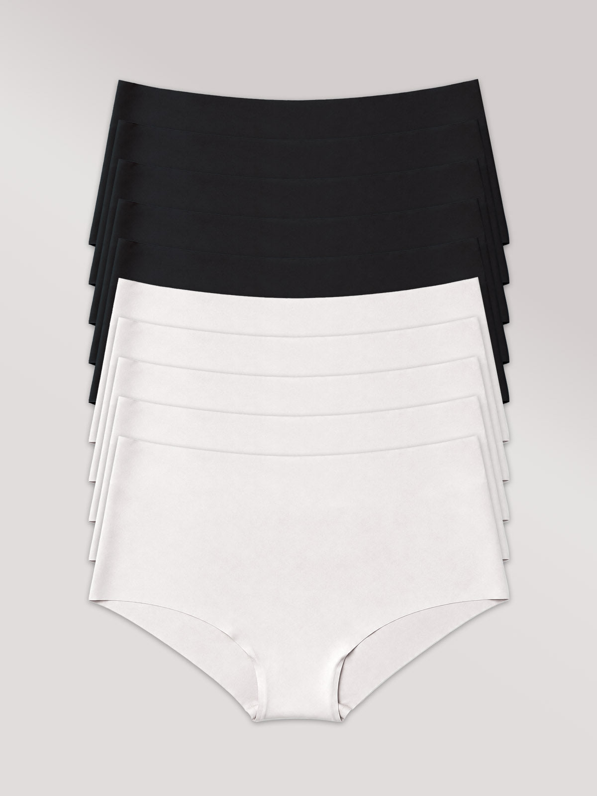 Kit com 10 Calcinhas Caleçon Invisível Sem Costura (5 Preto e 5 Branco)