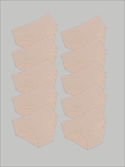 Kit com 10 Calcinhas Caleçon Sem Costura Segunda Pele Bege - R$41,90 cada