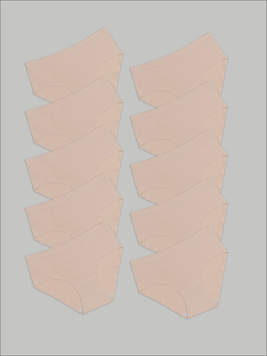 Kit com 10 Calcinhas Caleçon Redutora Sem Costura Segunda Pele Bege - R$55,90 cada