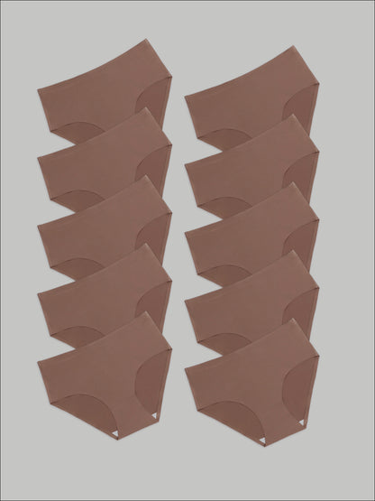 Kit com 10 Calcinhas Caleçon Sem Costura Segunda Pele Marrom Cacau - R$41,90 Cada