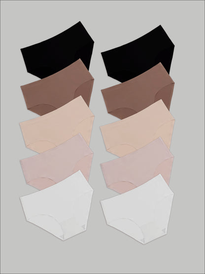Kit com 10 Calcinhas Caleçon Sem Costura Segunda Pele (2 Preto, 2 Branco, 2 Bege, 2 Rose e 2 Marrom Cacau) - R$41,90 Cada