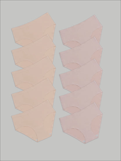 Kit com 10 Calcinhas Caleçon Sem Costura Segunda Pele (5 Bege e 5 Rose) - R$41,90 Cada