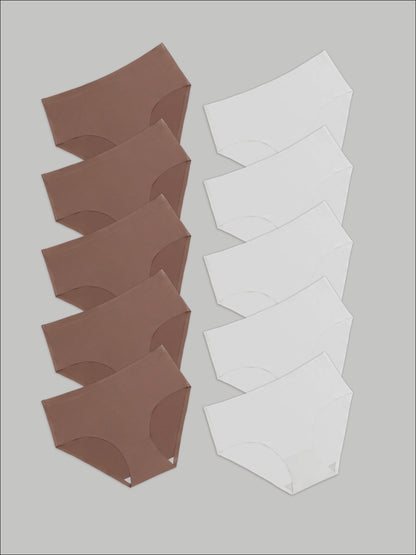 Kit com 10 Calcinhas Caleçon Redutora Sem Costura Segunda Pele (5 Marrom Cacau e 5 Branco) - R$55,90 cada