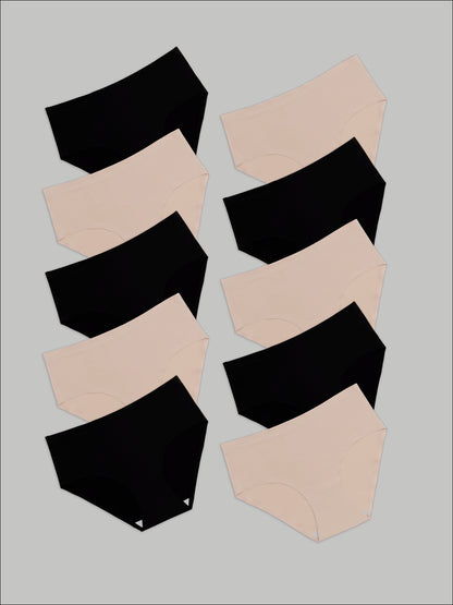 Kit com 10 Calcinhas Caleçon Sem Costura Segunda Pele (5 Preto e 5 Bege) - R$41,90 Cada